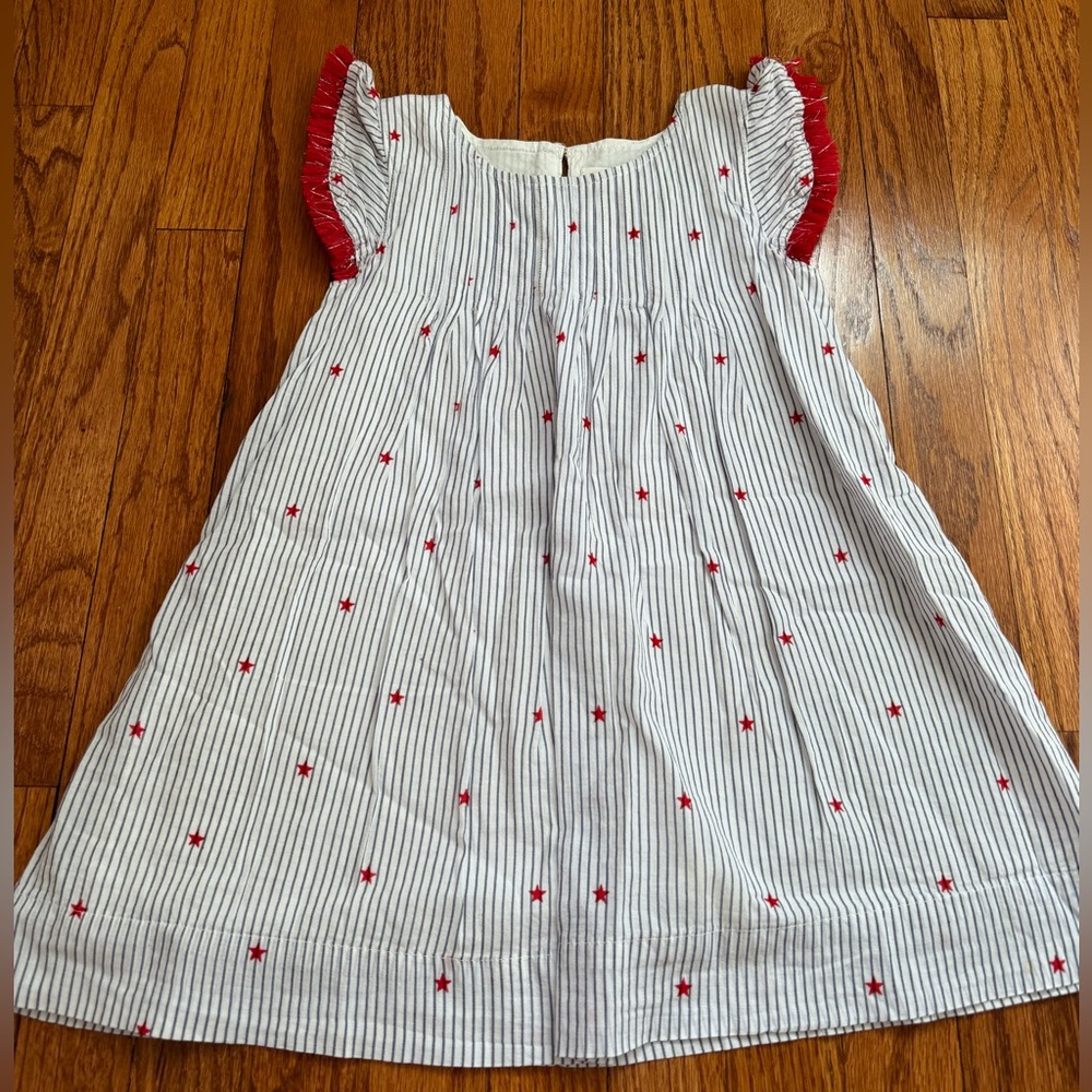 Cat & Jack Girls Pin Stripe and Stars Patriotic Dress -5T Like New